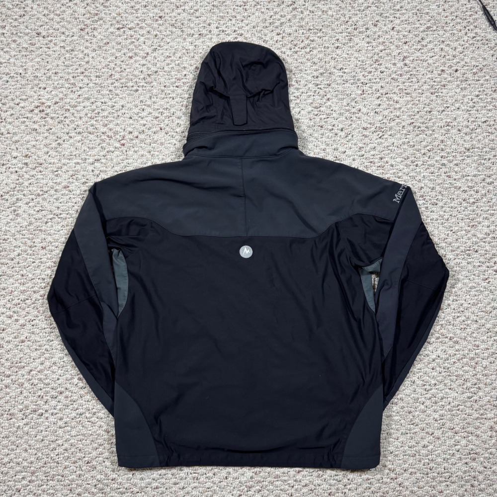 Marmot Mens Softshell Hooded Jacket Black Gray Full Zip Outdoor Coat XL - Picture 2 of 12